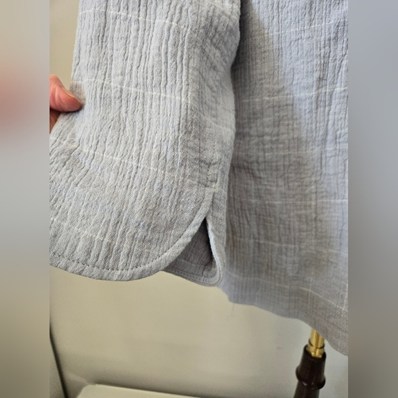 Madewell Linen And Cotton Windowpane Light Blue Jacket. Size 1X - Picture 5 of 13